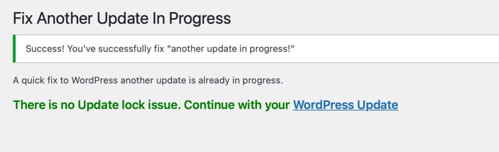Fix Another Update in Progress - Aggiornamenti di WordPress senza alcun blocco