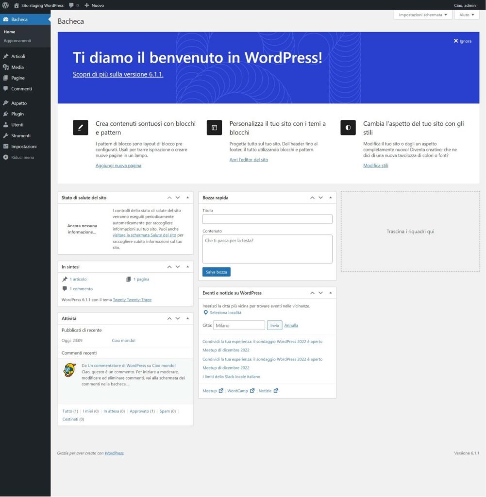 WordPress - La bacheca del sito